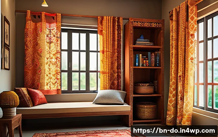 가정용 자산 정리 팁 - A neatly organized Bengali home interior focusing on a cozy bedroom corner, showcasing wooden storag...